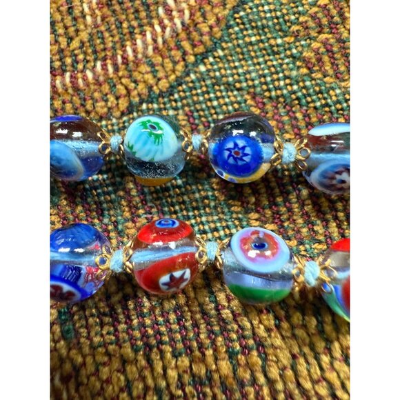 Handcrafted Venetian Glass Bead Necklace With Vibrant Multicolor & Gold-Tone - Picture 7 of 9